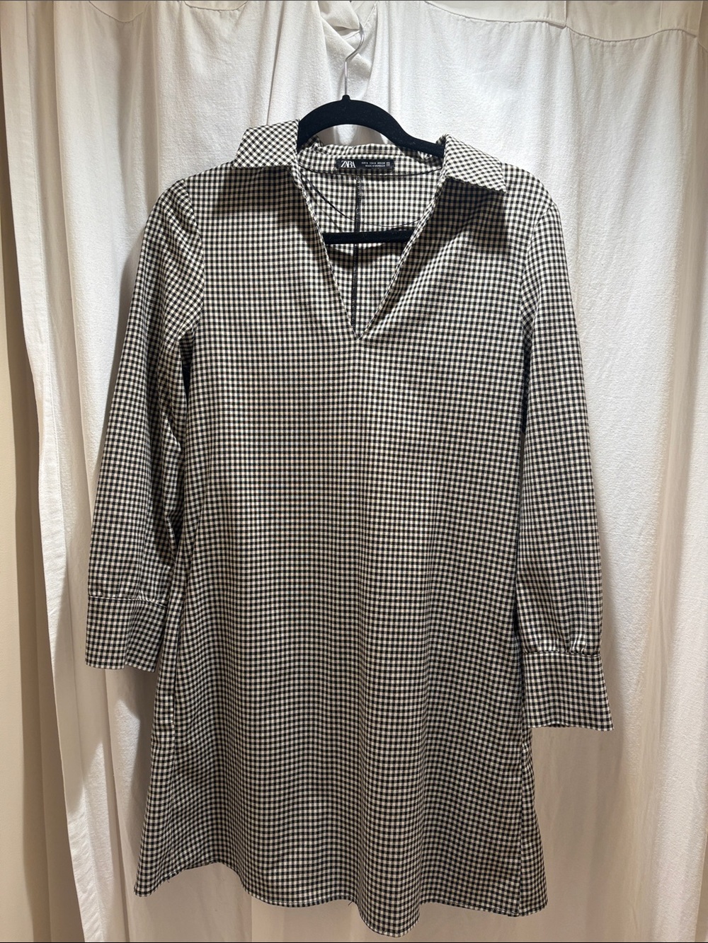 Zara Black & White Gingham Shirt Dress